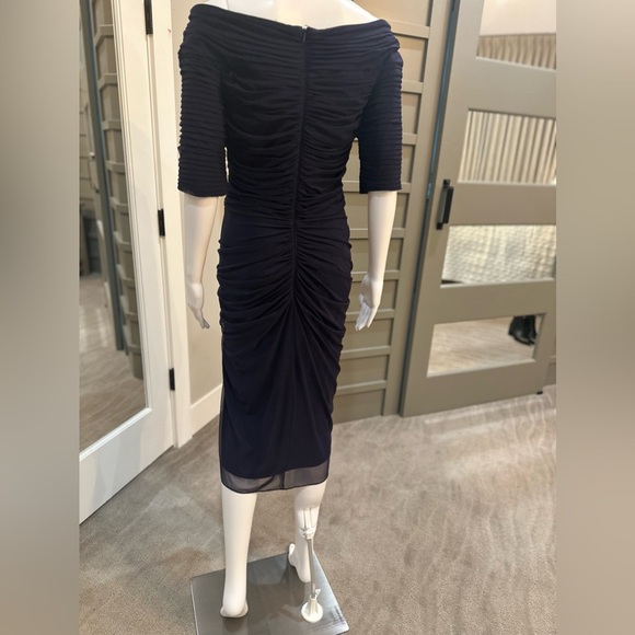 Tafashi Shoji Womens Navy Mesh Draped Dress Size M - Picture 3 of 10